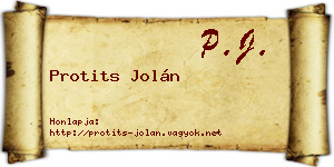 Protits Jolán névjegykártya